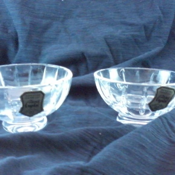 two genuine hand cut lead crystal  bowls Made in Poland - Picture 1 of 7